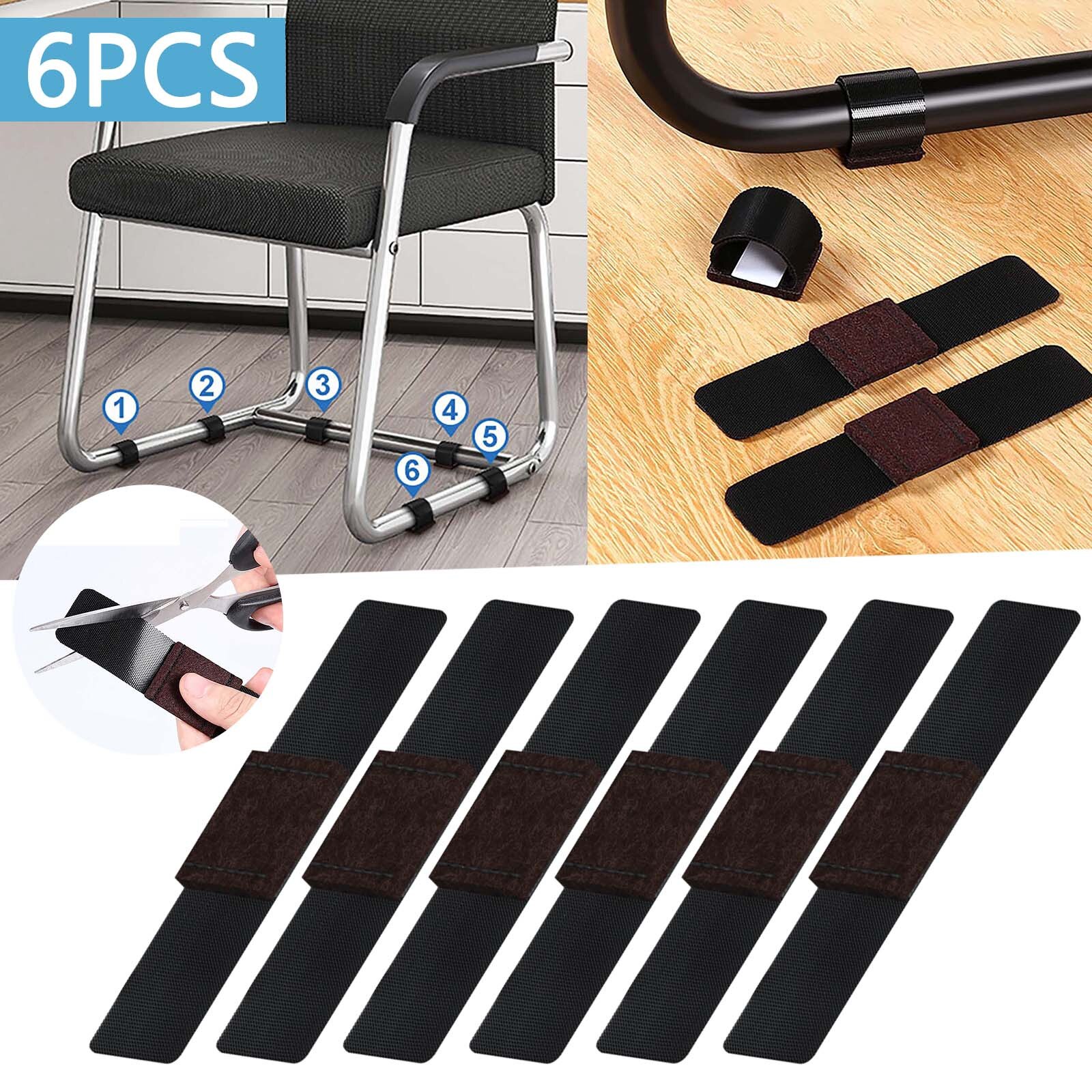 6PCS/Set Chair Foot Pad With Hook And Loop Fasteners Wraparound Floor Protector For Chair Sled Base Protects Hardwood Floor